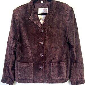 MiddleBrook Park Brown Leather Woman Med Blazer Jacket BoHo Heritage Outdoor
